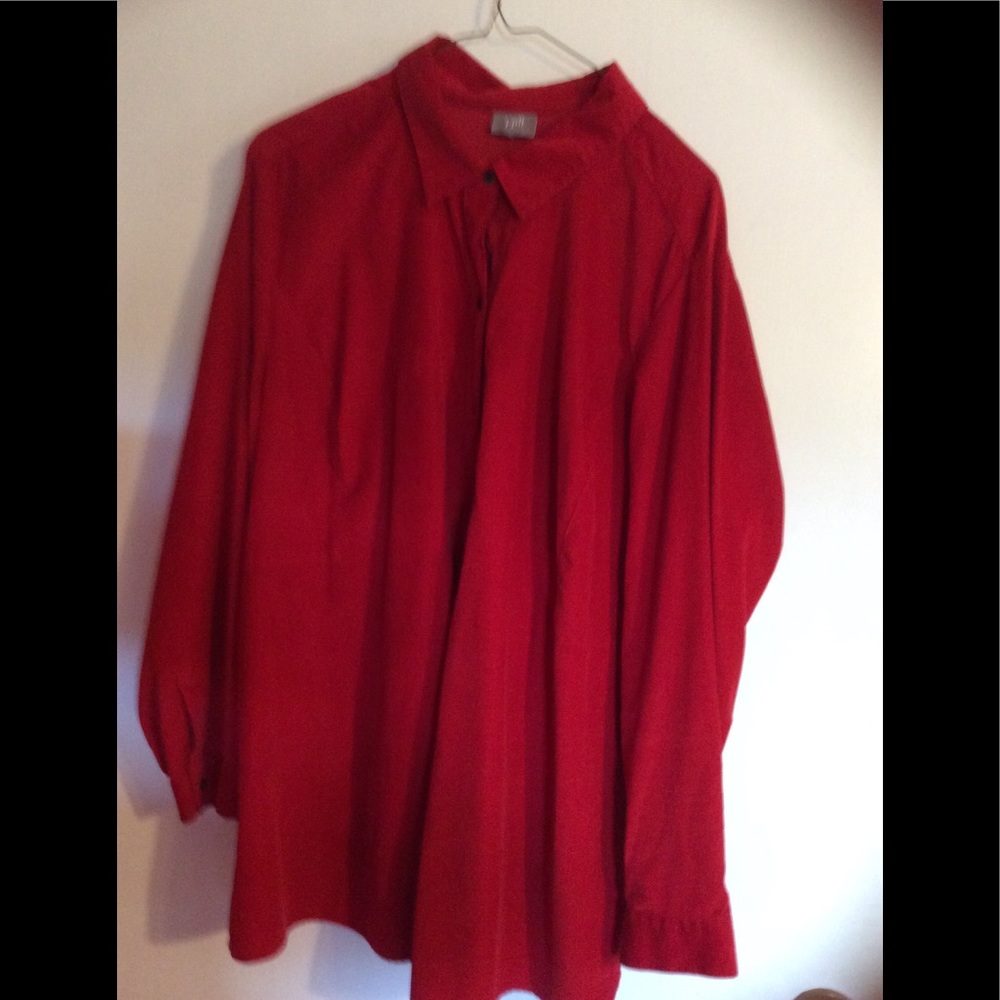 Bright red cord shirt